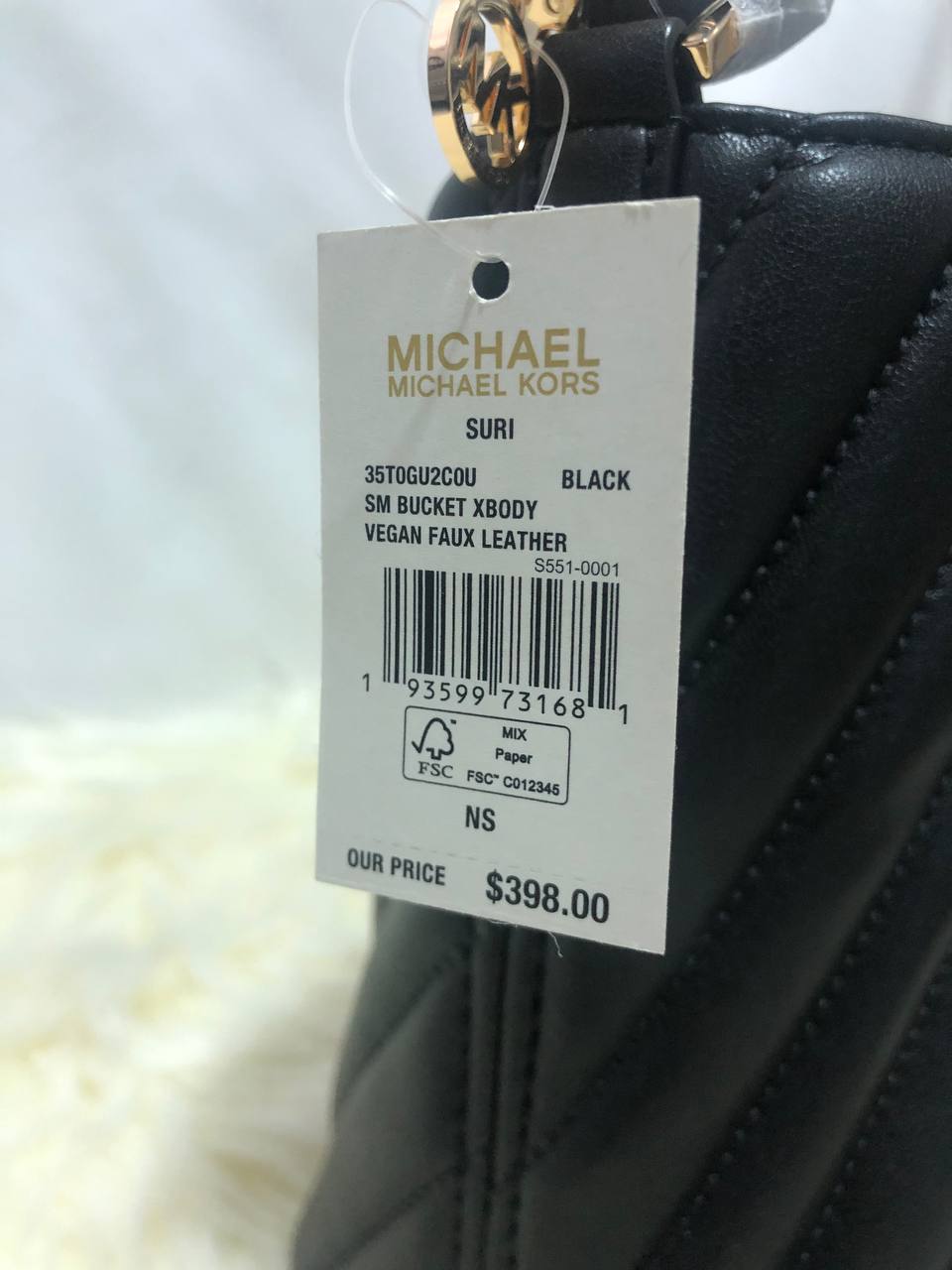 Michael Kors Suri Small Bucket Crossbody Quilted Vegan Faux Leather Bag in  Black - suddenlyPS